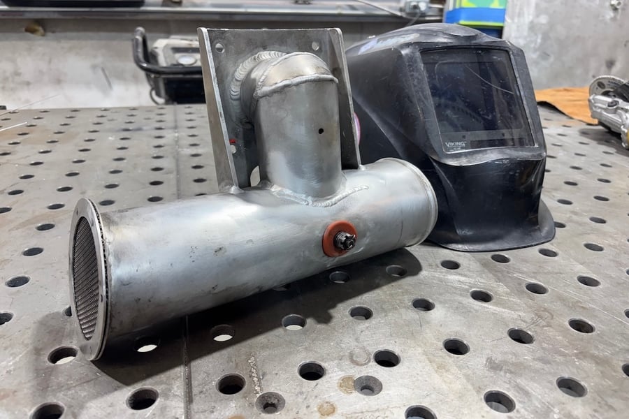 airplane cracked charge port and welding mask