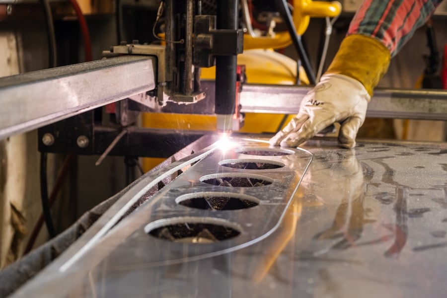 cutting aluminum cupholders on the plasma table