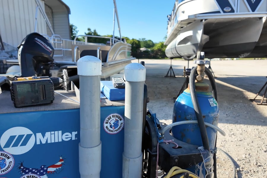 welding cart with boats