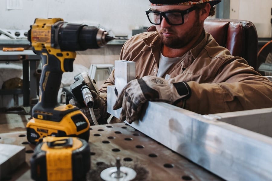metal shop technician at work